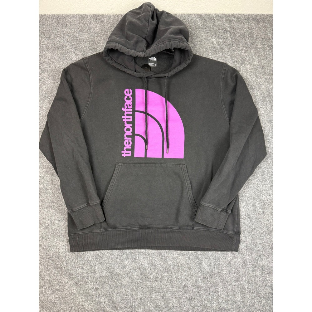The North Face Mens XL Black Purple Graphic Logo Pullover Hoodie Sweatshirt